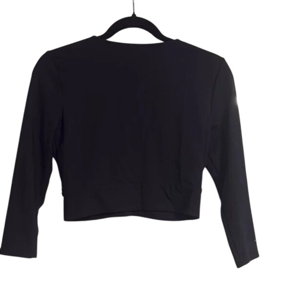 Bebe black tie front 3/4 sleeve crop top size M - Picture 3 of 4